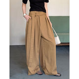 2025  spring new loose design belt pleated versatile loose wide-leg pants casual pants 8105