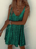 Popular spot  Popular trade nightclub high-end sense bead piece suspender dress loose fashion sexy V-neck skirt