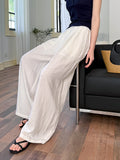 2025  summer new pleated linen wide-leg pants women's high waist drape casual pants Korean lazy 8111