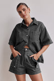 2025 Popular trade New  summer,  women's clothing casual retro loose shirt denim shorts set