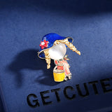 2025 Anti-light buckle, super fairy temperament, trendy clothing, creative design, sweet and fresh mushroom-picking little girl, small brooch