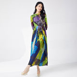 2025 Popular trade dress summer women's dress irregular pleated design high-end sense printed skirt