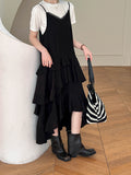 2025  spring new Japanese and Korean small sexy tube top waist thin kelp skirt suspender dress 9817