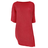 Miyake spring summer one-word collar irregular top women's design sense niche loose seven-quarter sleeve t-shirt women