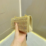 WOLOONG 2025 New New socialite banquet rhinestone clutch bag with diamonds portable dinner bag cheongsam bag oblique span dinner bag