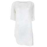 Miyake spring summer one-word collar irregular top women's design sense niche loose seven-quarter sleeve t-shirt women