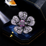 2025 jewelry new court heavy industry luxury flower brooch inlaid with zircon temperament fashion versatile clothing accessories