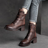 WOLOONG Women's High Top British Style Retro Rub Colored Heels