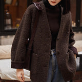 2025 Wool alpaca sequined small fragrant jacket V-neck short top  spring new product, high-end women's clothing