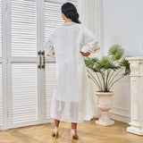Popular trade Middle East Muslim women's clothing summer new hot sale fashionable white embroidered Arab dress women