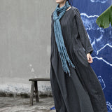 Shan Qian Nianyi, design sense, spring and autumn cotton and linen retro literature and art loose and thin handmade organ pleated robe dress