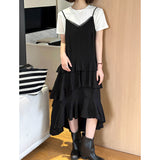2025  spring new Japanese and Korean small sexy tube top waist thin kelp skirt suspender dress 9817