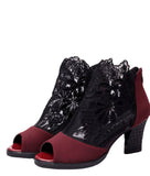 WOLOONG Women's Large Size Peep Toe Summer Mesh High Heels
