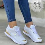 woloong New Size Lace Up Round Head Sneakers