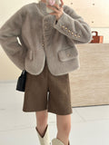 2025 friendly mink collarless shoulder sleeves single-breasted multi-button high-end imitation mink coat ferret jacket to keep warm in autumn and winter