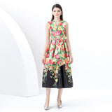 Women's Clothing  Early Spring - Vacation Wrap Lace-Up Style V-Neck Sleeveless Long Vintage Printed Dress