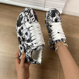 woloong Creative Innovative Women's Mcqueen White Platform Sneakers