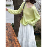 2025  spring new Korean version soft waxy gentle wind V-neck casual blouse sunscreen knitted sweater women's top 51273