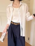 2025  spring new Korean girl style casual long-sleeved shirt women's loose high-end niche shirt 8117