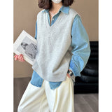 2025  Spring New 2025n Embroidery Design Sense Heavy Industry Long Sleeve Solid Color Denim Jacket Top 22335