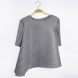 Basic summer casual style Japan and Korea casual pullover round neck loose women's t-shirt pleated top