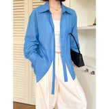 2025  spring new Korean girl style casual long-sleeved shirt women's loose high-end niche shirt 8117