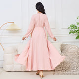 MT108 Middle East New Popular trade Muslim robe women's clothing, beaded new round neck long-sleeved dress abaya