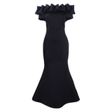 WOLOONG D552 2025 women's clothing 2025  summer one-word collar sexy fishtail dress dress African dress