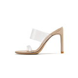 woloong Transparent Ankle-strap High Slim-fit Strap Chunky Heels