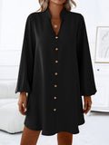 Popular trade 2025 women's clothing popular   spring and summer long-sleeved V-neck single-breasted loose dress