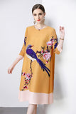 Fashion printed pleated dress  spring and summer new Popular style niche design sense loose large size skirt