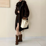 2025 Long  friendly mink hooded zipper shoulder imitation mink coat, high-end ferret coat to keep warm, new in autumn and winter