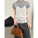 2025  spring new Korean version of sweet design sense knitted sling vest women's fashion single item 51209