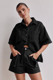 2025 Popular trade New  summer,  women's clothing casual retro loose shirt denim shorts set