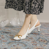 woloong Women's Summer Morandi With Toe Box Back Open Heels