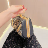 WOLOONG 2025 New New party celebrity banquet bag diamond-encrusted handbag women's wedding banquet handbag one shoulder oblique span dinner bag