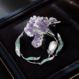2025 National style high-end zircon flower freshwater pearl brooch women's elegant fashion corsage high-end suit cardigan accessories