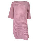 Miyake spring summer one-word collar irregular top women's design sense niche loose seven-quarter sleeve t-shirt women