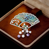 2025 National style retro abalone shell freshwater pearl creative scalloped brooch femininity high-end blazer fashion pin