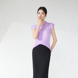 2025 short-sleeved women's t-shirt design sense 2025 summer new lapel solid color simple versatile pullover commuter top
