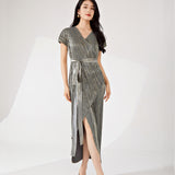 2025 Women's summer high-end skirt Popular trade dress skirt high-end lace-up thin irregular versatile dress