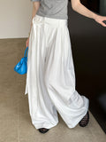 2025  spring new loose design belt pleated versatile loose wide-leg pants casual pants 8105