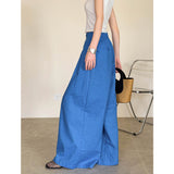 2025  summer new Korean loose high-waisted casual pants simple linen wide-leg pants drape 28106
