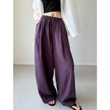 2025  summer new pleated linen wide-leg pants women's high waist drape casual pants Korean lazy 8111