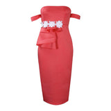 WOLOONG D256 banquet dress popular summer new temperament elegant sexy tube top off shoulder celebrity New 2025 dress