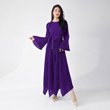 2025 Hot Trade Dress High Sense Loose Lace-up Irregular Flared Sleeve Temperament Elegant Dress Long Dress Hot Style
