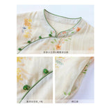 Chinese style ramie cotton dress women's summer fresh and chic cotton and linen women's clothing stand-up collar buckle high-end dress