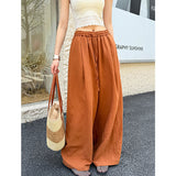 2025  summer new pleated linen wide-leg pants women's high waist drape casual pants Korean lazy 8111
