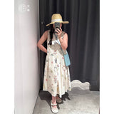 Large size sweet floral vest dress cardigan women's spring and summer fat mm  gentle wind loose belly cover dress