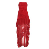 2025 style  spring new women's clothing irregular ruffle edge layered cake skirt tube top dress